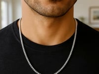 14k Ağ Qızıl Bərk Dəyirmi Qutu Zəncir (2,5 mm)