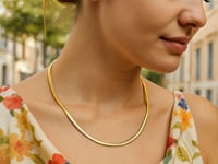 Collier chaîne réversible Omega en or jaune 14 carats et argent (4,00 mm)