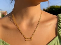 Ожерелье из жёлтого золота 14k с цепочкой в виде скрепки и овальным карабином