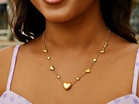 14k gult guld puff hjärta justerbart halsband