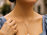 14k gult guld Tesoro pärla Lariat halsband