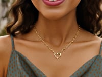 Collar con clip de papel y elemento de corazón en oro amarillo de 14 k