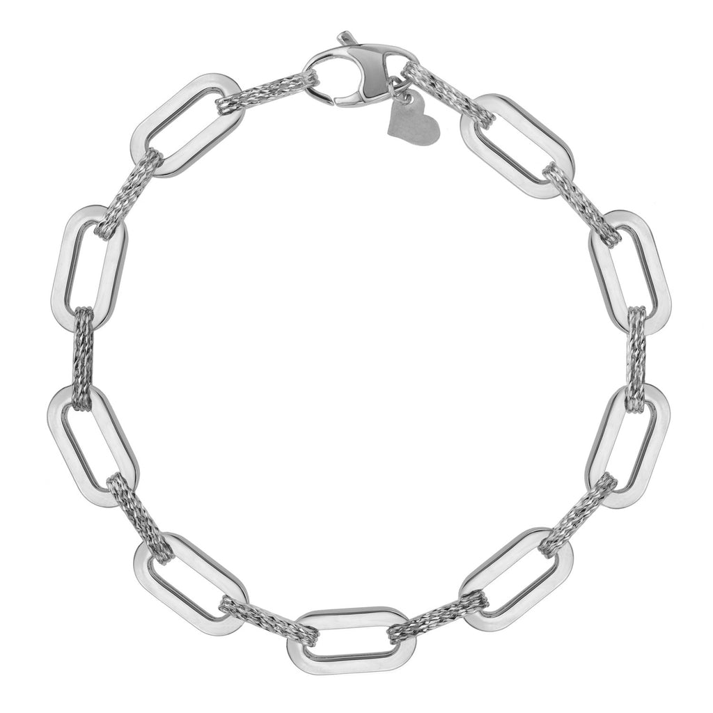 14k white gold diamante paperclip chain bracelet featuring modern links for a chic, elegant look.