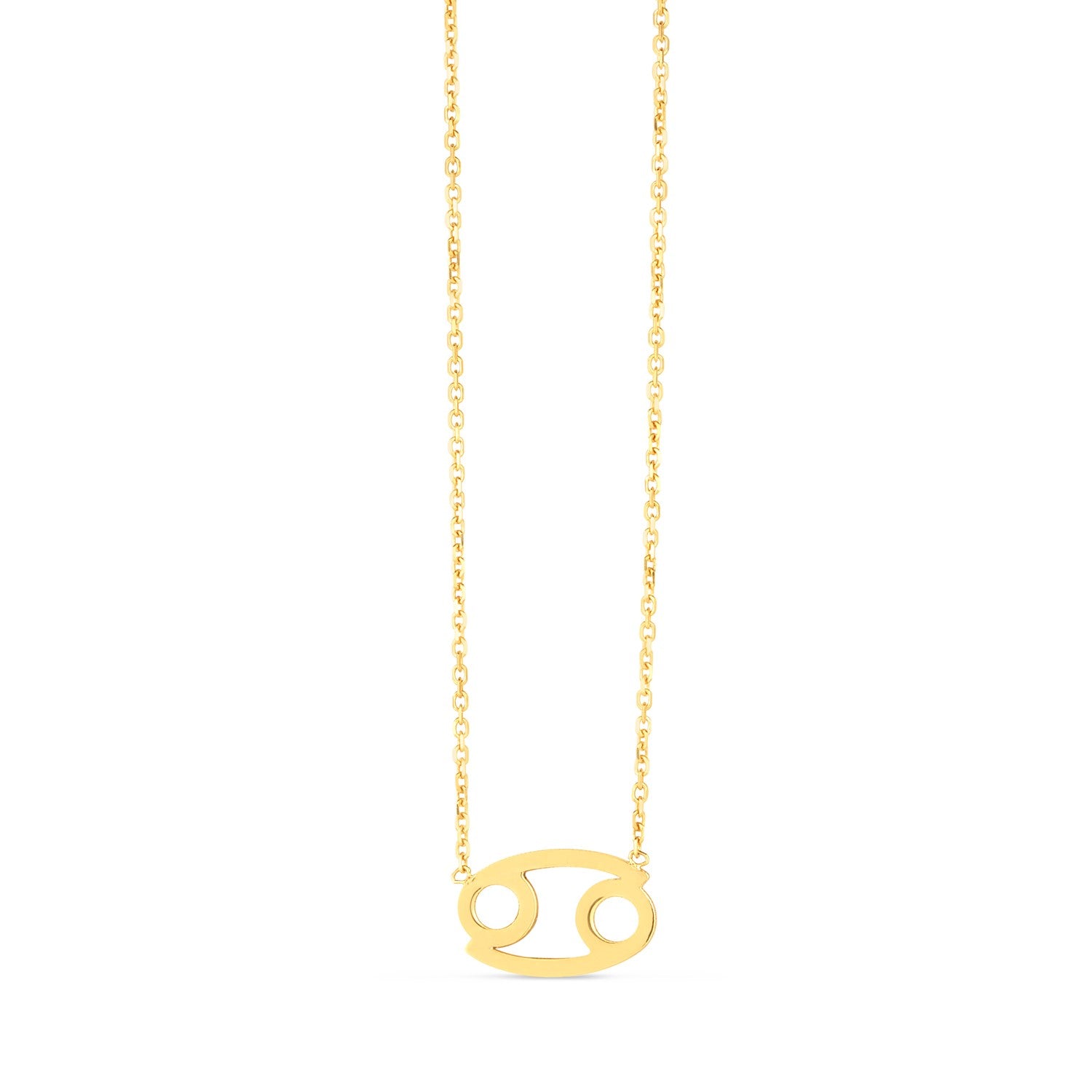 14k yellow gold Cancer necklace featuring a classic design with a delicate chain and elegant stud detail.