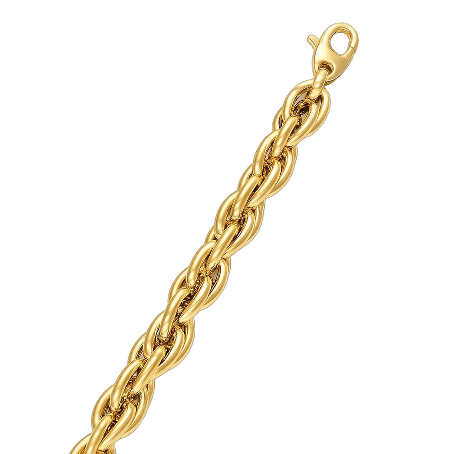 14k yellow gold contemporary double oval link chain bracelet, showcasing elegant design and luxurious craftsmanship.