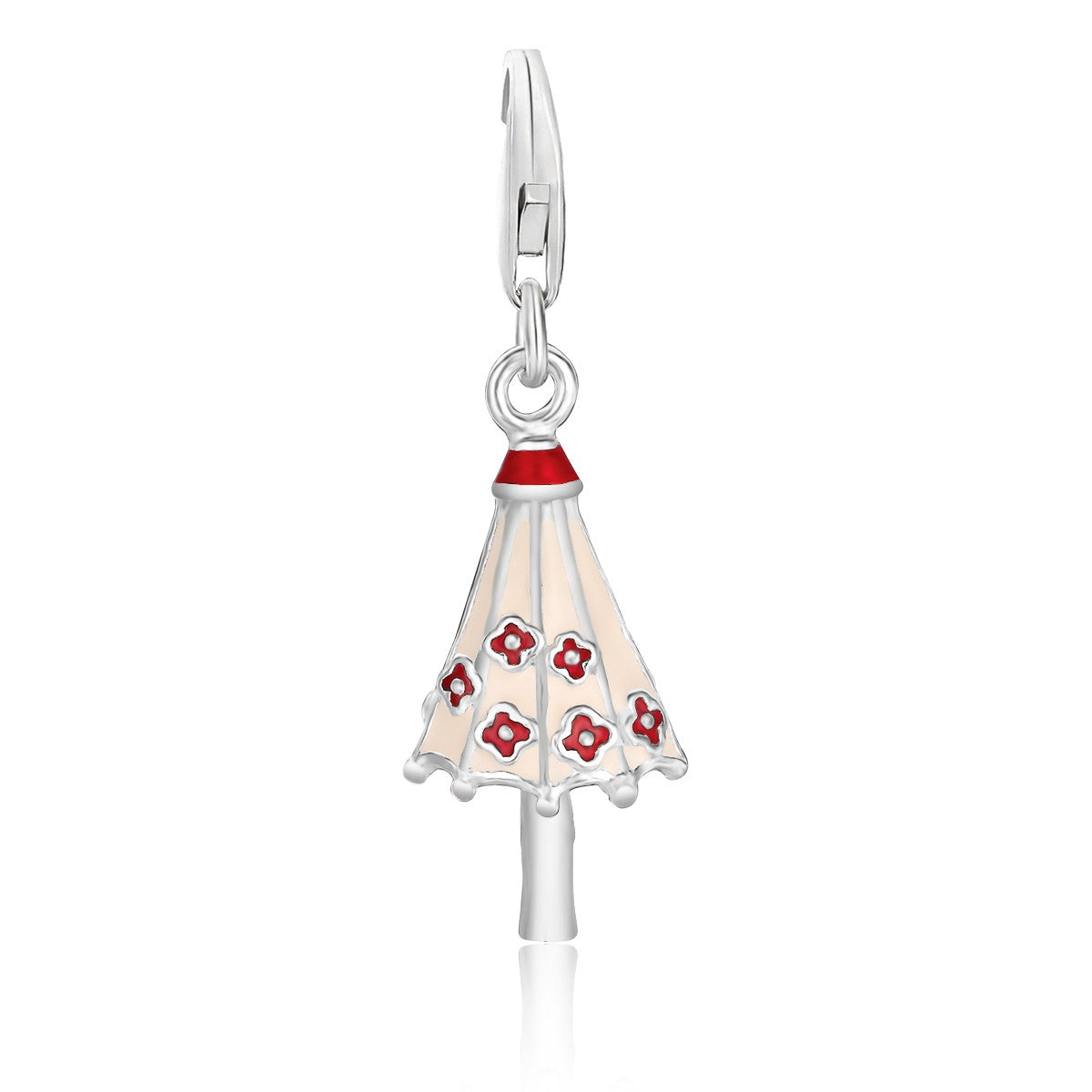 Sterling silver multi-tone enameled umbrella charms with modern design, perfect for adding luxury to any charm bracelet.