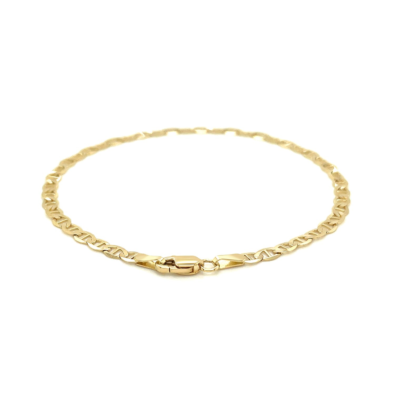14k yellow gold mariner link anklet with modern round chain design, perfect for elegant, everyday wear.