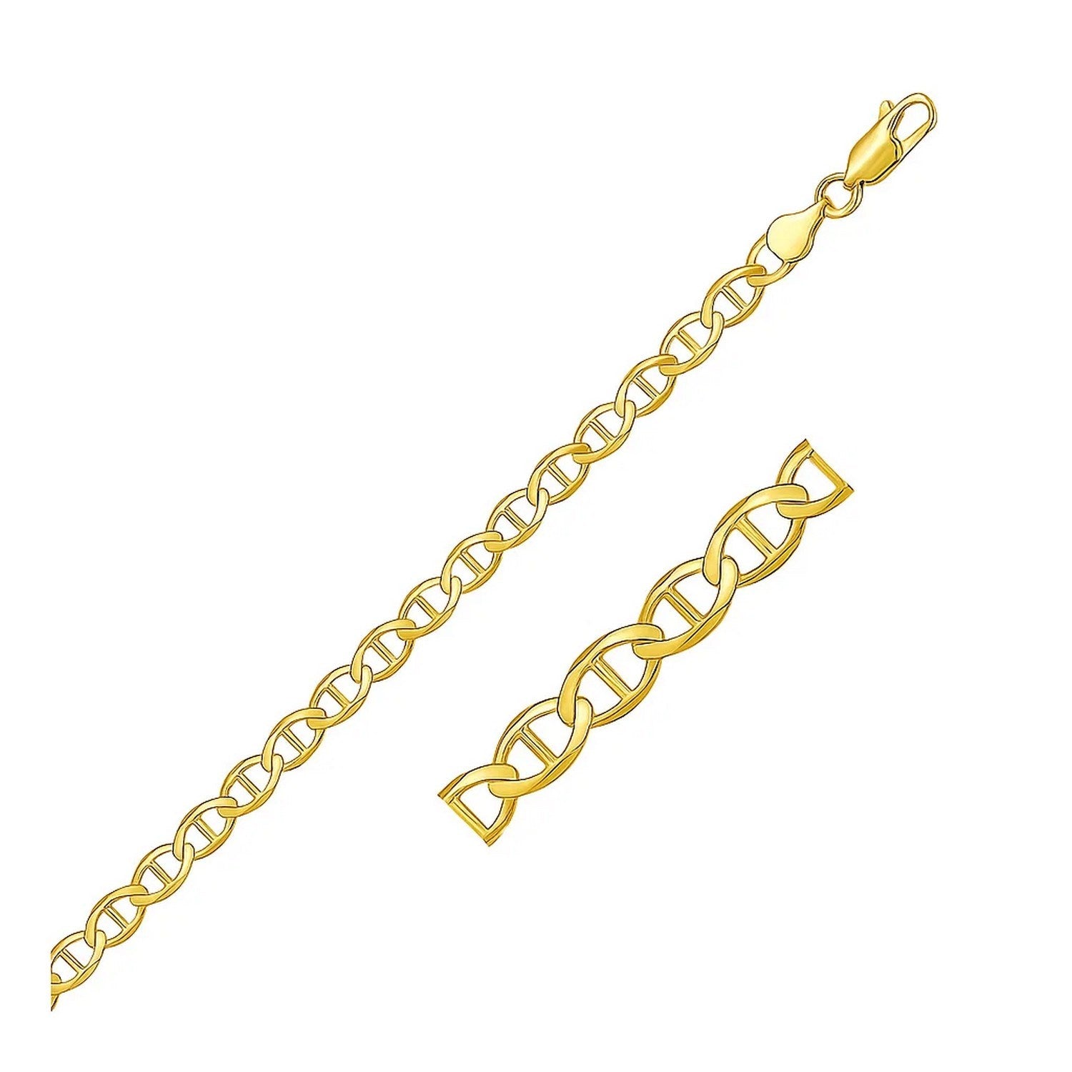 14k yellow gold mariner link bracelet, 4.50 mm wide, showcasing a classic and elegant design for timeless luxury.