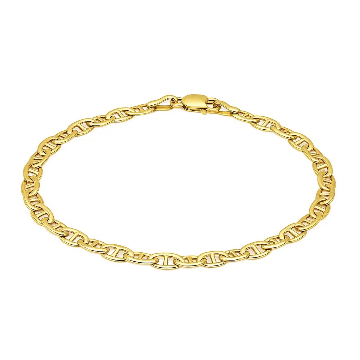 14k yellow gold mariner link bracelet with classic design, featuring elegant interlocking links for timeless sophistication.