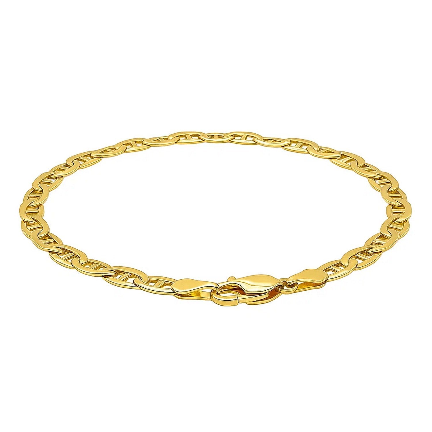 14k yellow gold mariner link bracelet, classic design with elegant interlocking links, perfect for luxury styling.