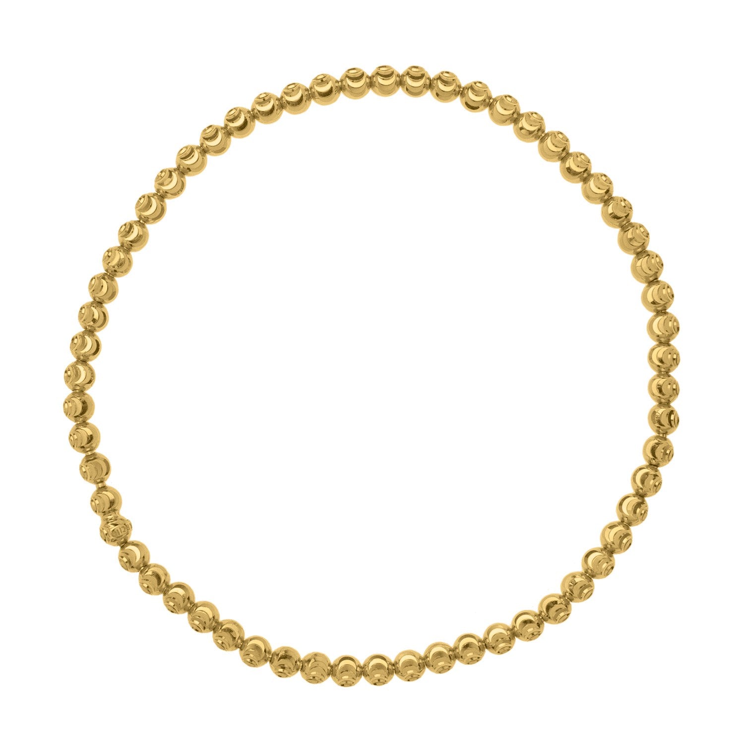 14k yellow gold moon cut bead stretch bracelet adorned with elegant diamond studs for a luxurious touch.