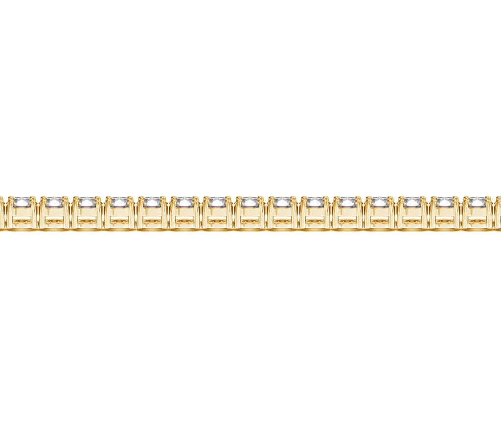 Lab grown diamond tennis bracelet in 14k yellow gold, featuring prong setting and modern design, 10 cctw F/G VS2/SI1.