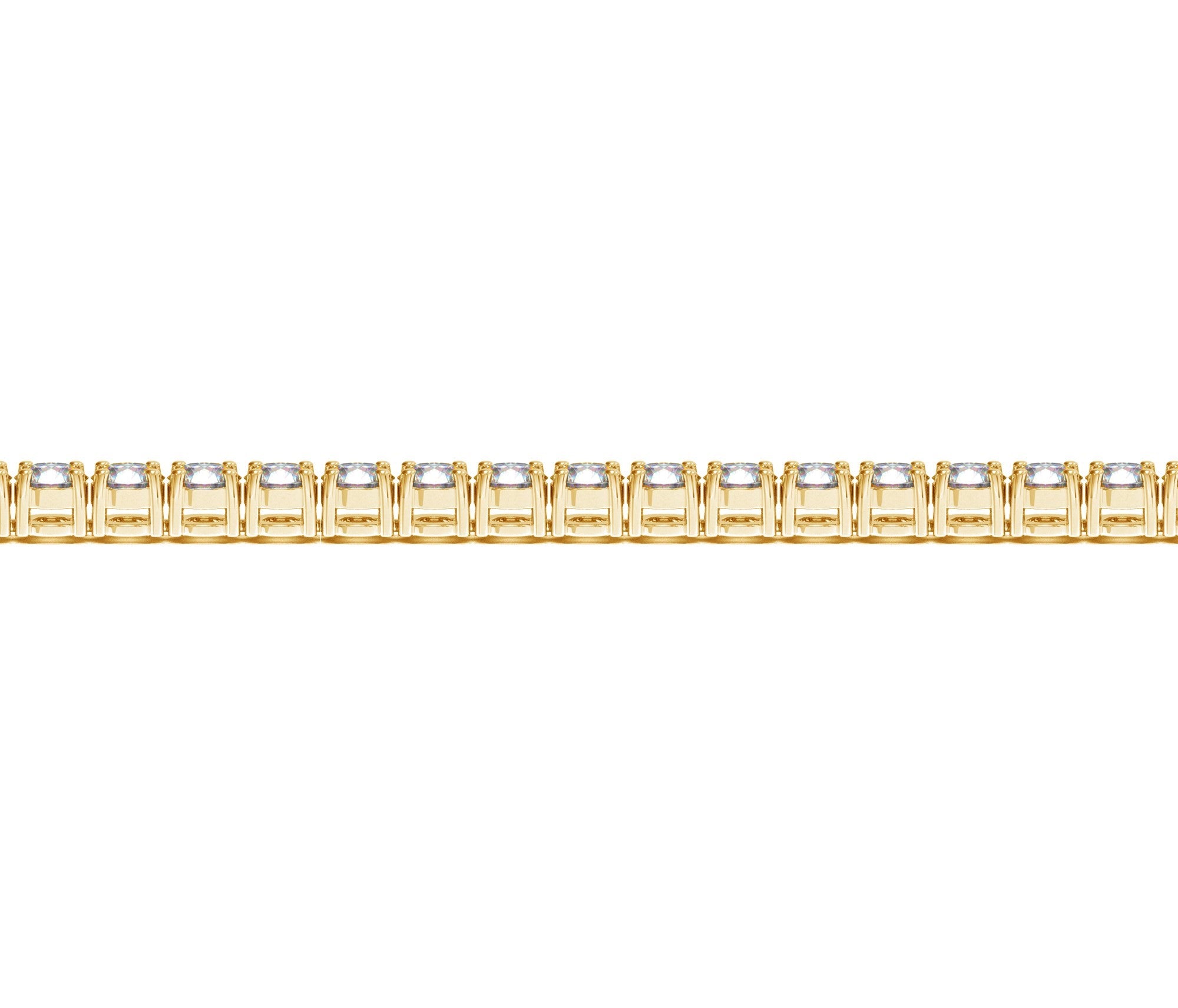 Lab grown diamond tennis bracelet in 14k yellow gold, featuring prong setting and modern design, 10 cctw F/G VS2/SI1.