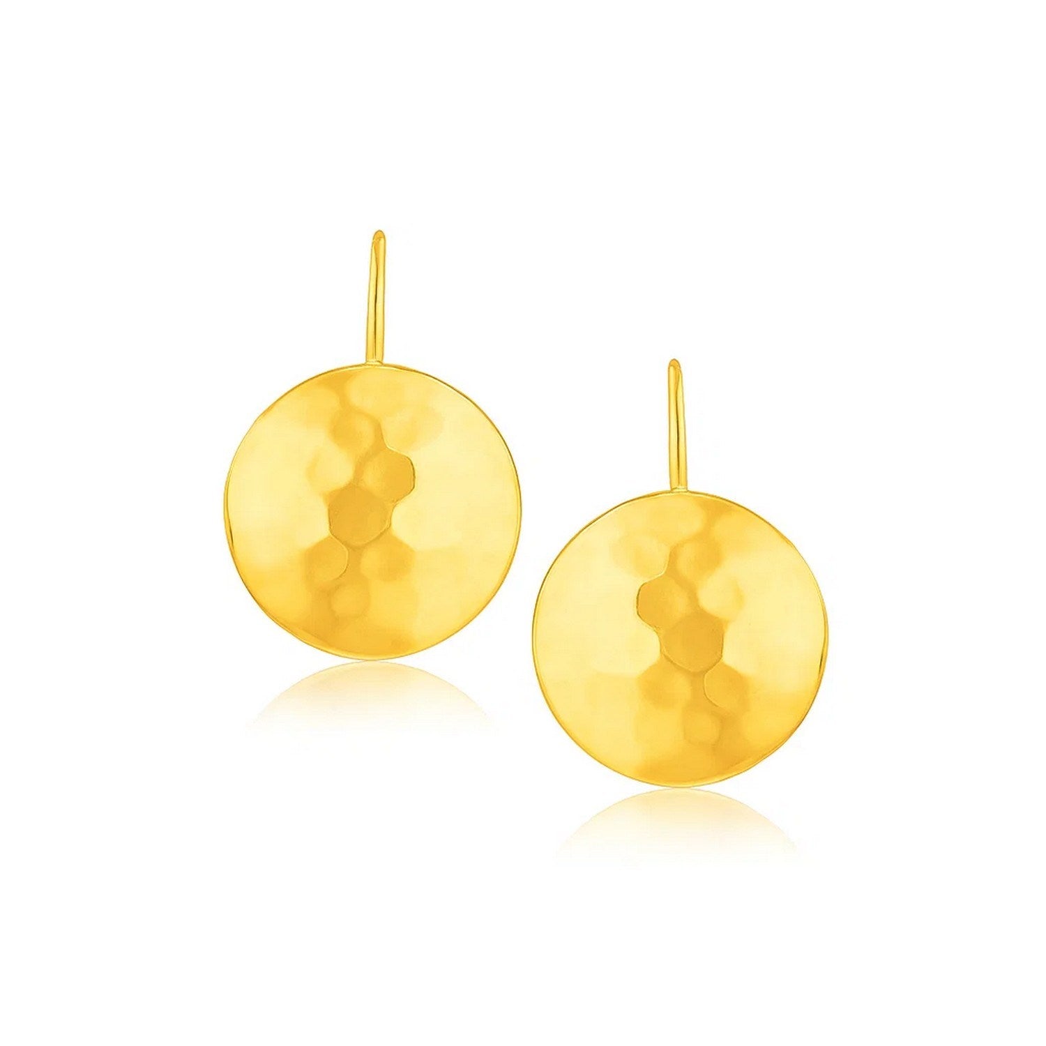 14k yellow gold hammered texture drop earrings featuring a modern design for an elegant touch.