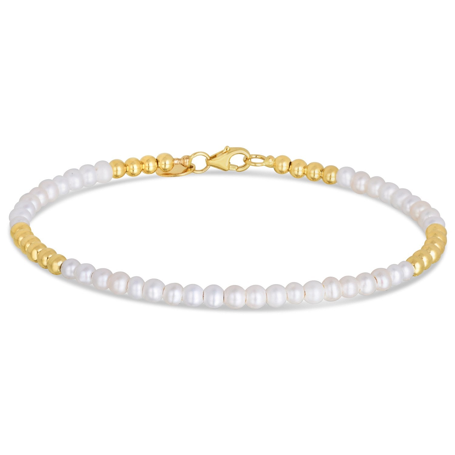 14k yellow gold high polish bracelet featuring elegant freshwater pearl pallina beads for a luxurious touch.
