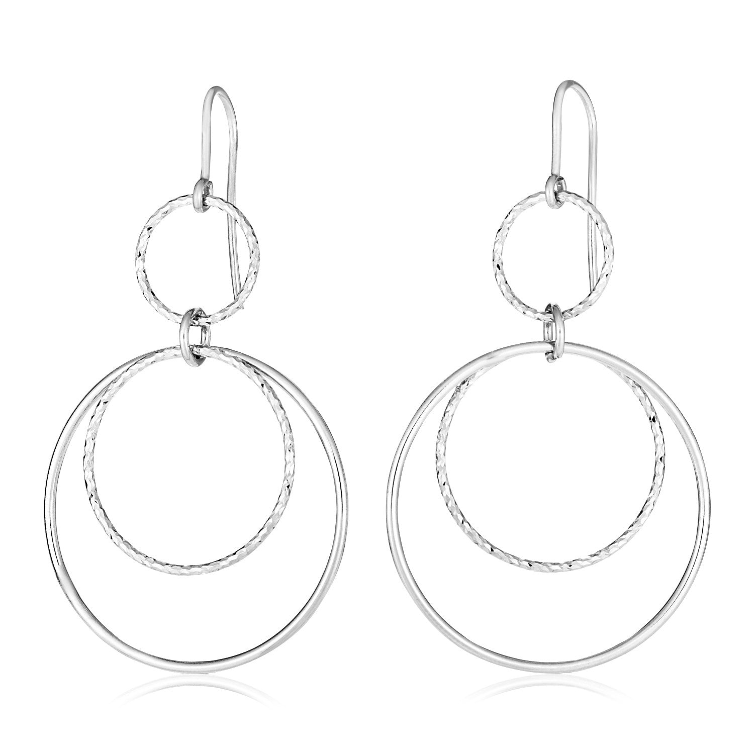 Sterling silver polished dangle earrings featuring an elegant design for a timeless luxury look.