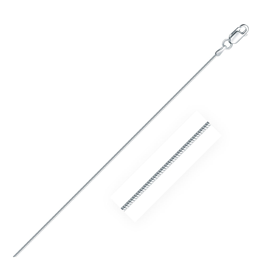 Rhodium plated sterling silver snake style chain, modern design, 1.20 mm, perfect for layering or as a statement piece.