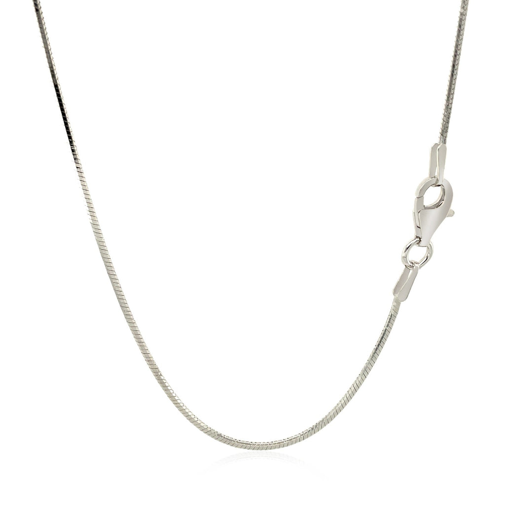 Rhodium plated sterling silver snake style chain, modern design, 1.20 mm width, perfect for layering or statement looks.