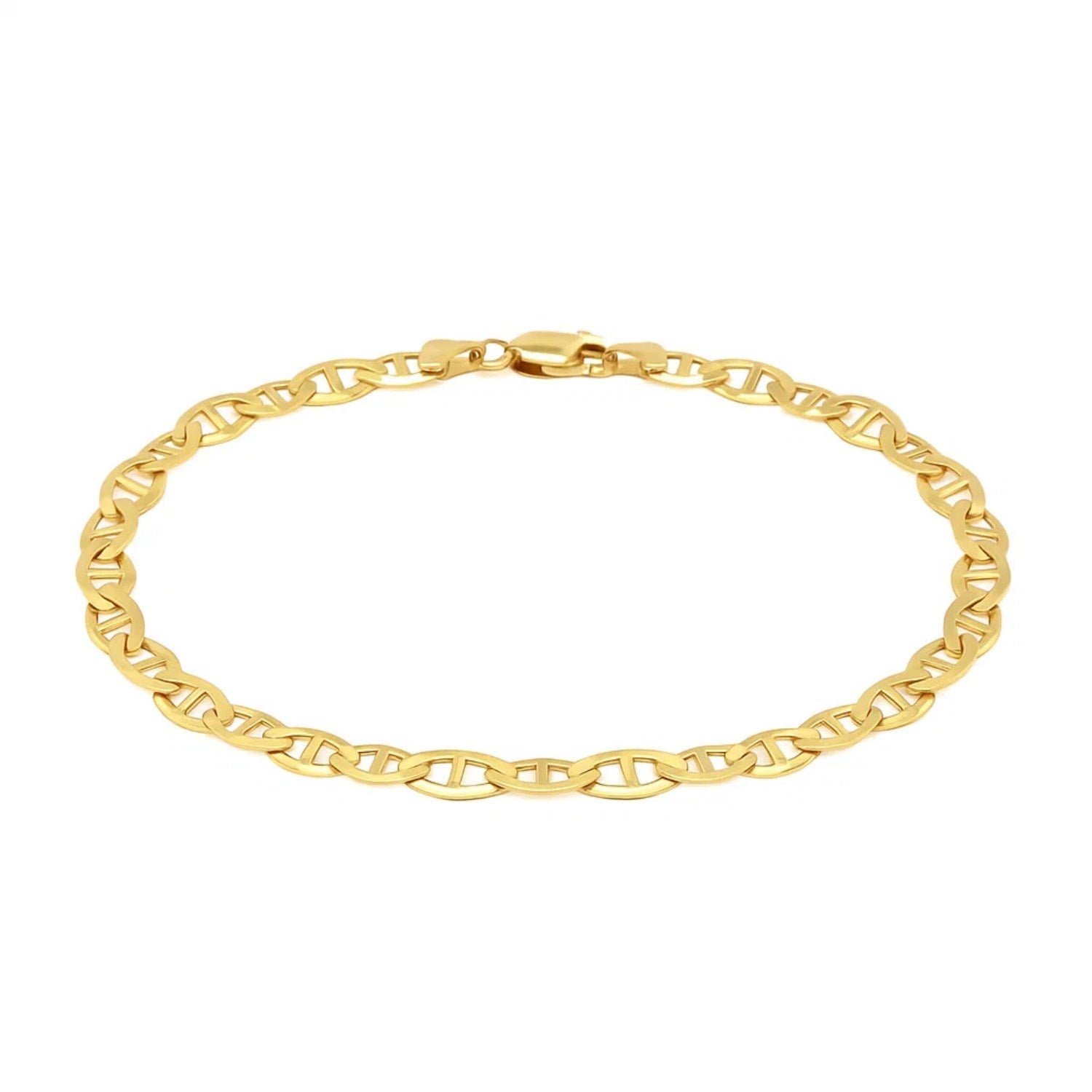 14k yellow gold mariner link bracelet featuring modern round links, showcasing elegance and timeless luxury.
