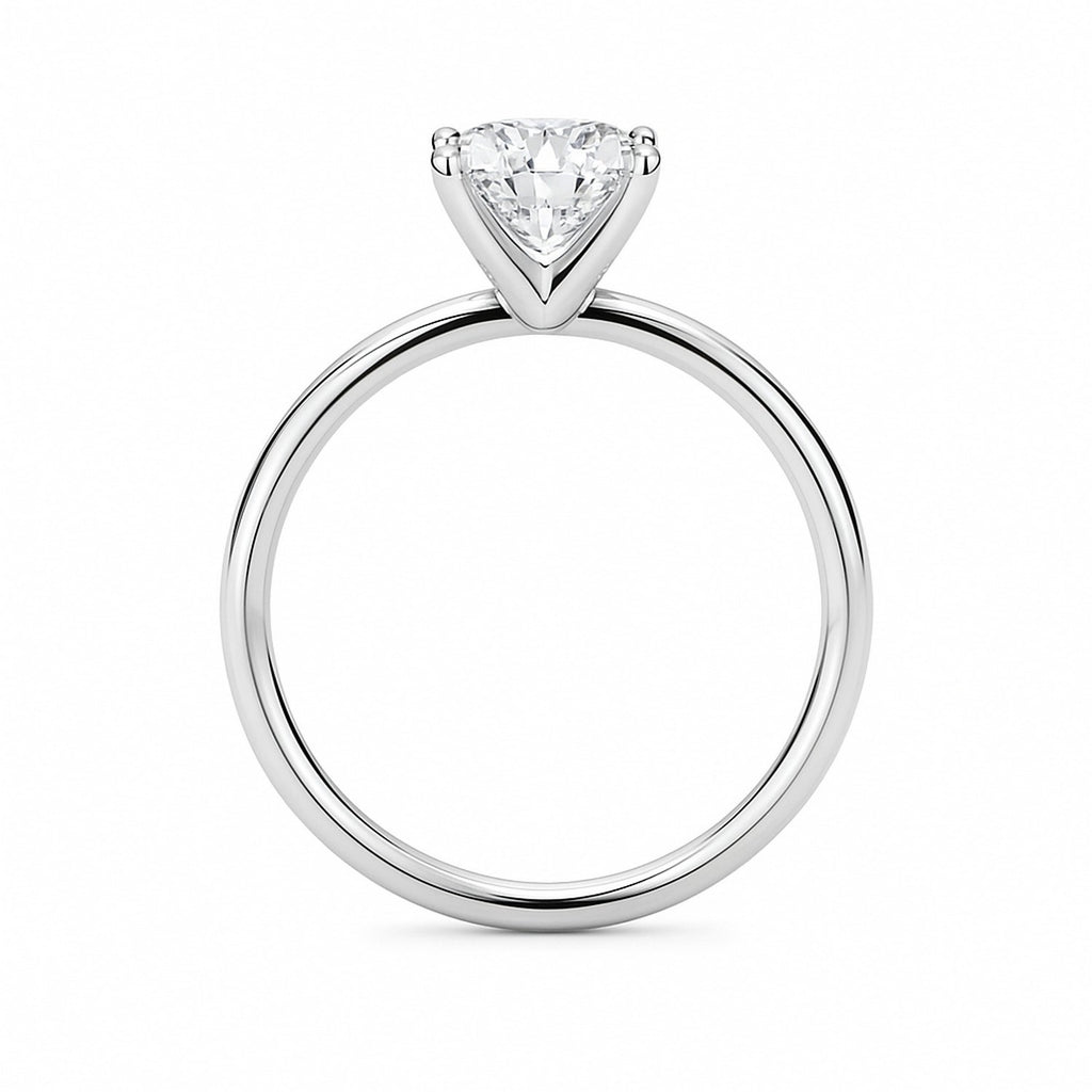 1 carat cushion lab-grown diamond solitaire ring in 10K white gold with elegant prong setting, showcasing modern luxury.