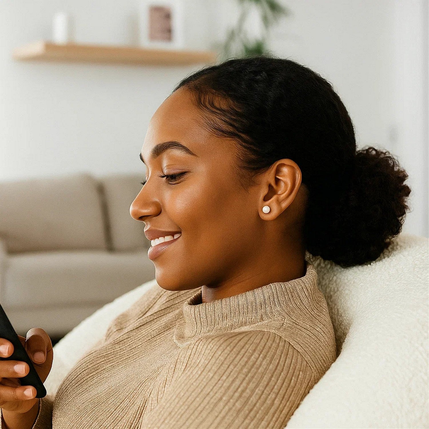 14k yellow gold stud earrings featuring 6mm freshwater cultured pearls in a modern, elegant design.