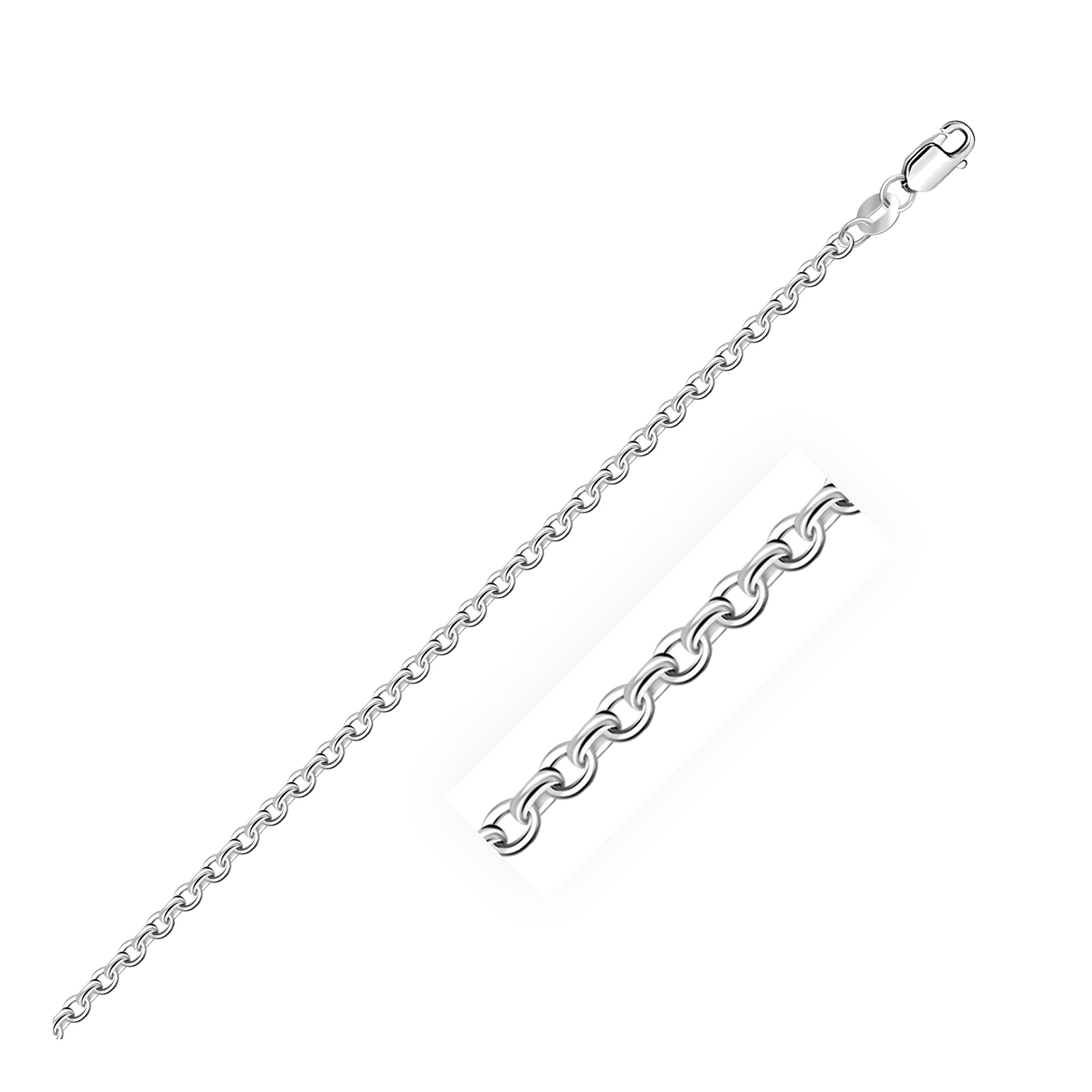 Sterling silver rhodium plated cable chain (2.75 mm) with modern link design, perfect for layering or standalone elegance.