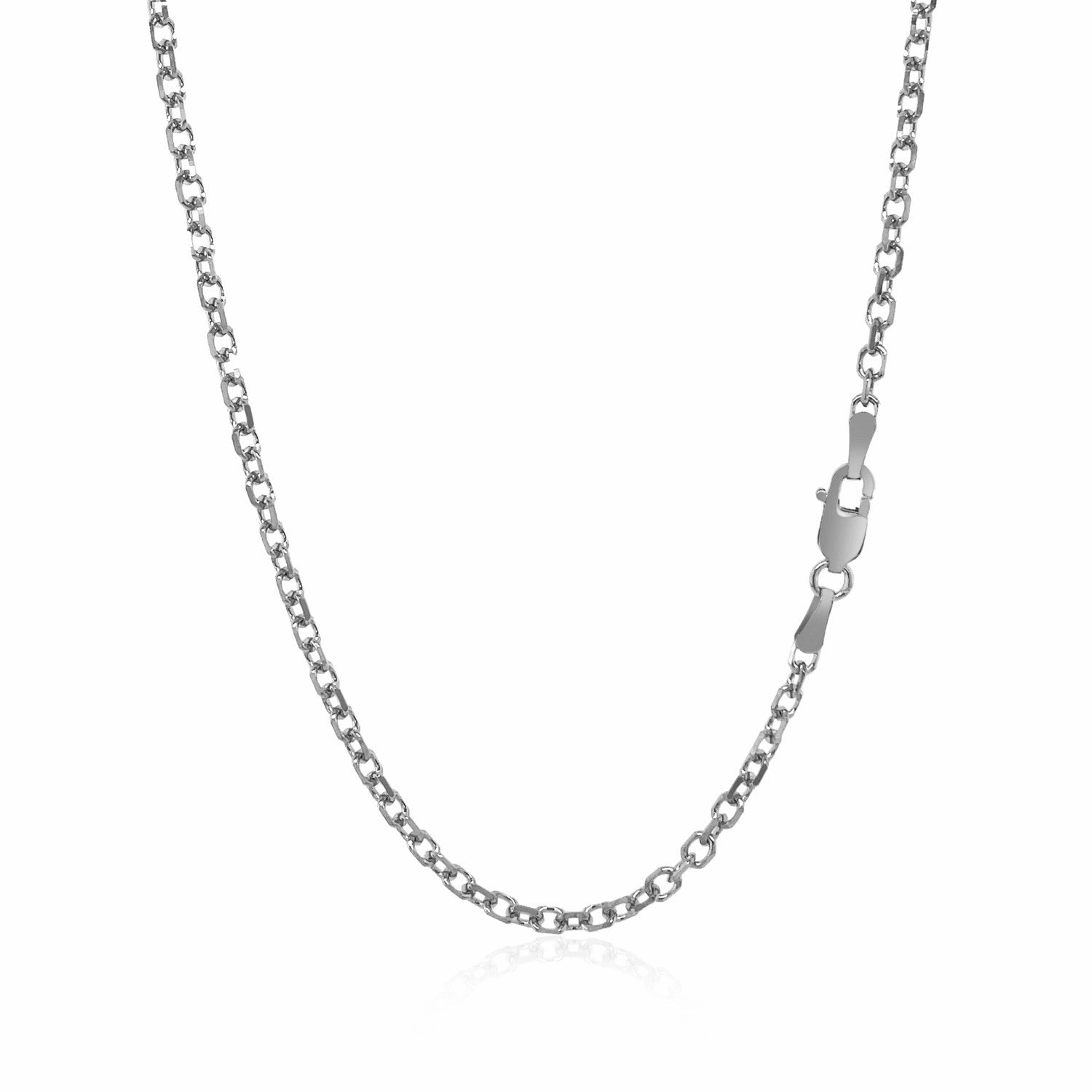 Sterling silver rhodium plated cable chain with modern links, perfect for layering or as a statement piece.