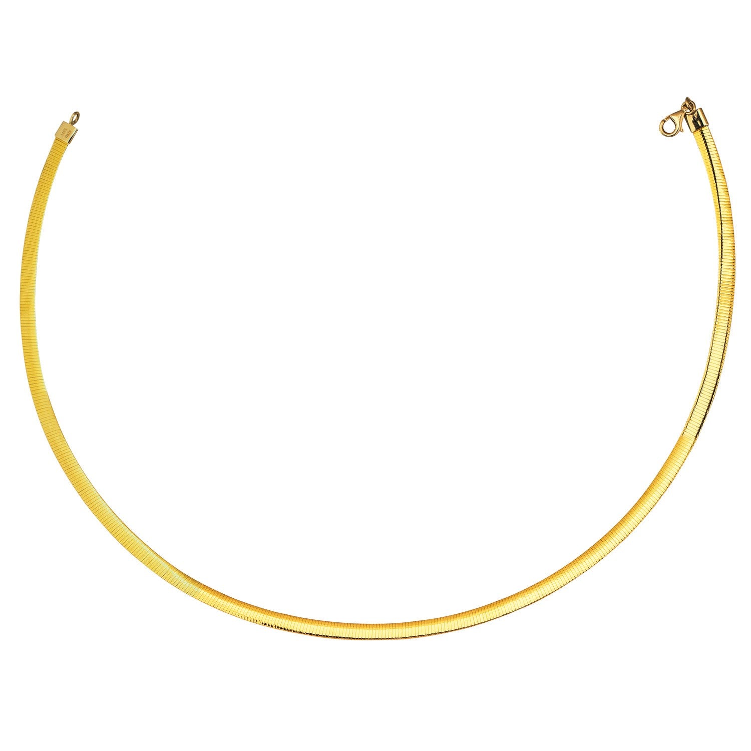14k yellow gold and sterling silver reversible omega chain necklace with a modern design, 4.00 mm width.