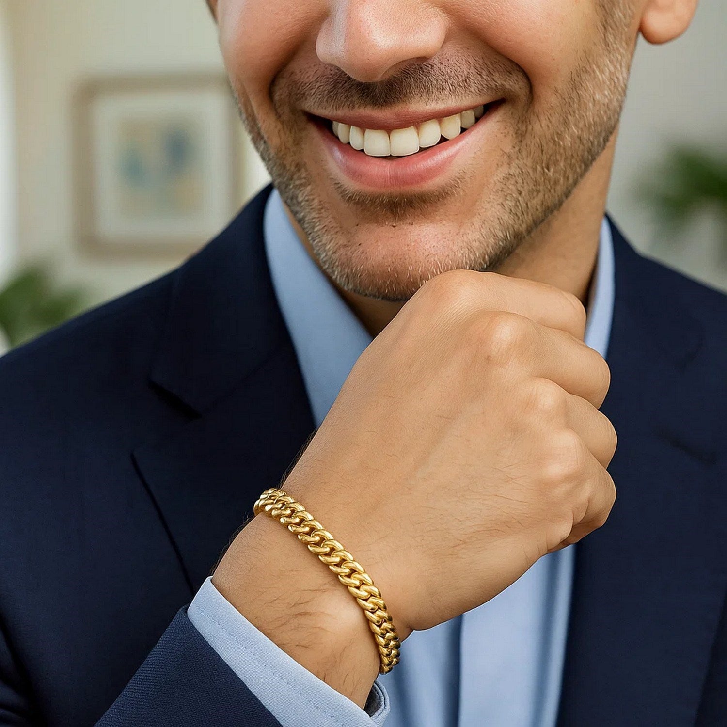14k yellow gold classic Miami Cuban bracelet, solid links, modern design, 6.10 mm width, luxurious craftsmanship.