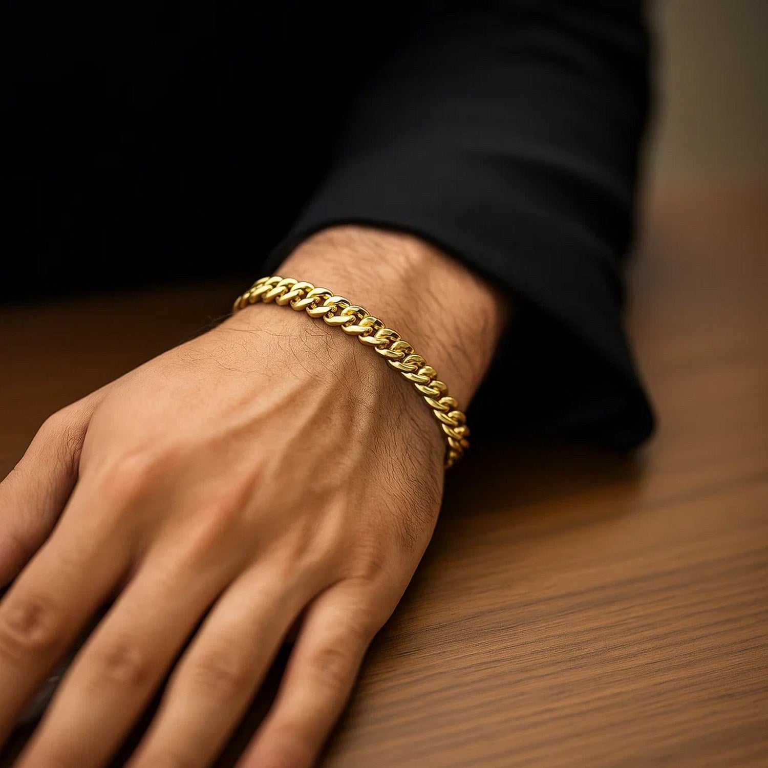 10k yellow gold Miami Cuban bracelet featuring solid links, modern design, and luxurious 14k gold craftsmanship.