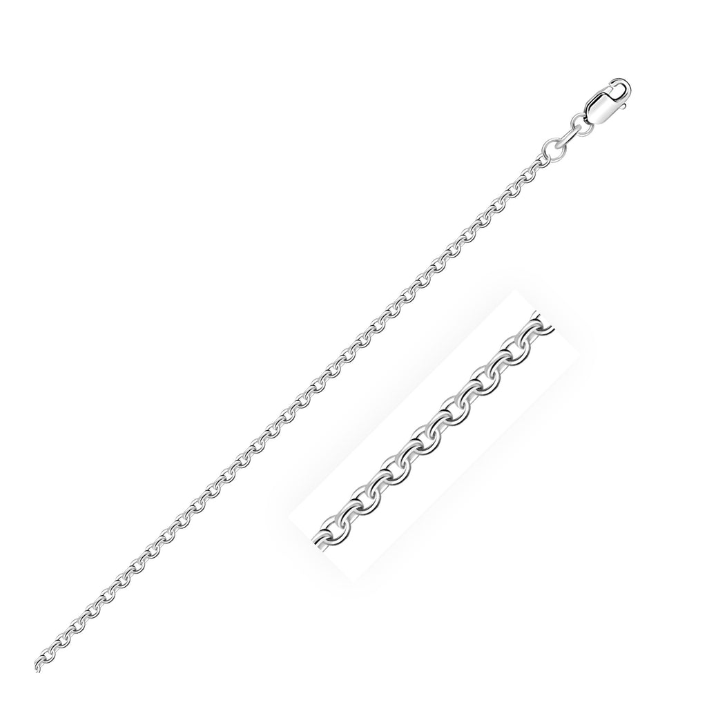 Sterling silver rhodium plated cable chain featuring modern link design, perfect for layering or as a statement piece.