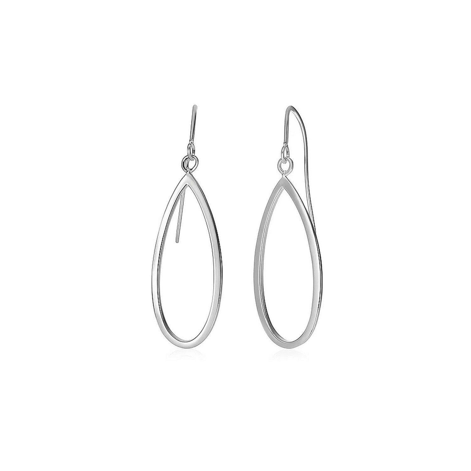 14k white gold polished dangle earrings featuring a modern drop design, perfect for elegant occasions.