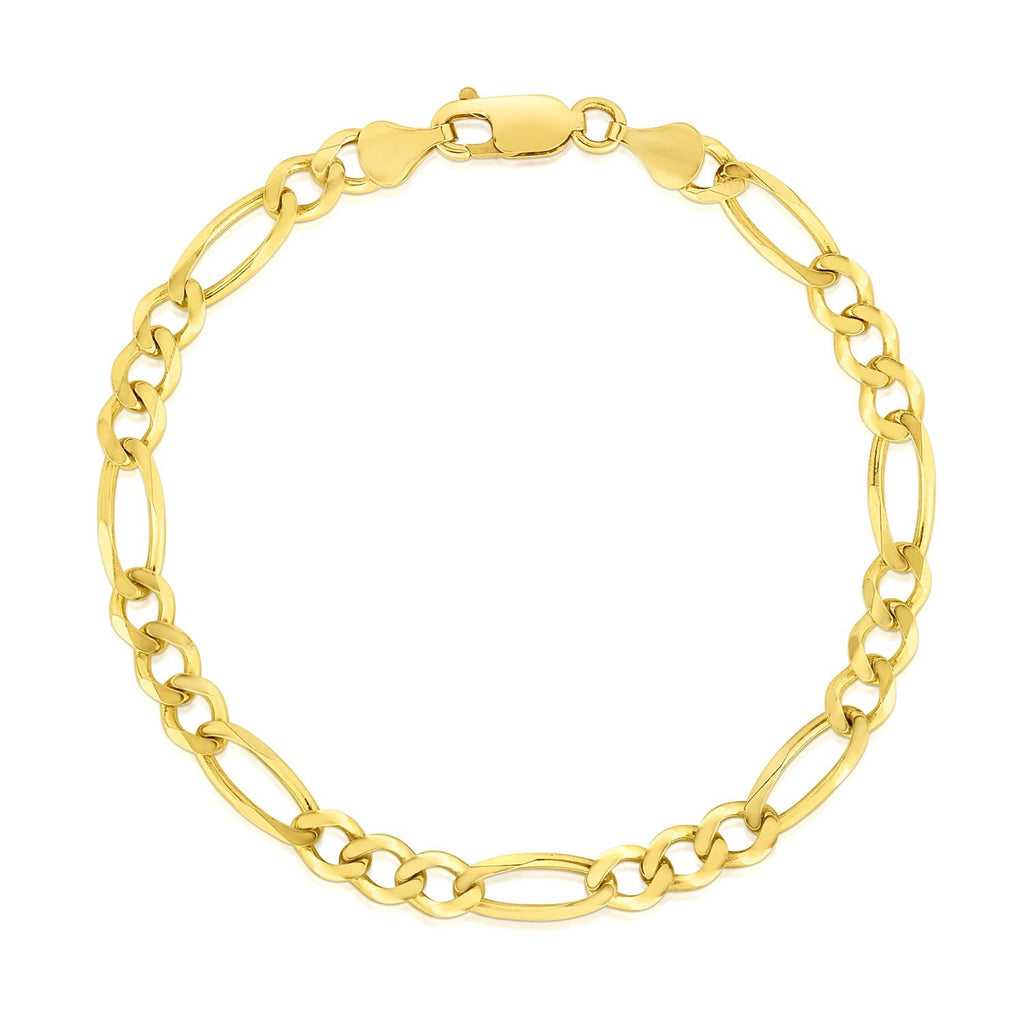 Elegant 10k yellow gold solid Figaro bracelet featuring a sleek 4.50 mm design, perfect for luxury jewelry lovers.