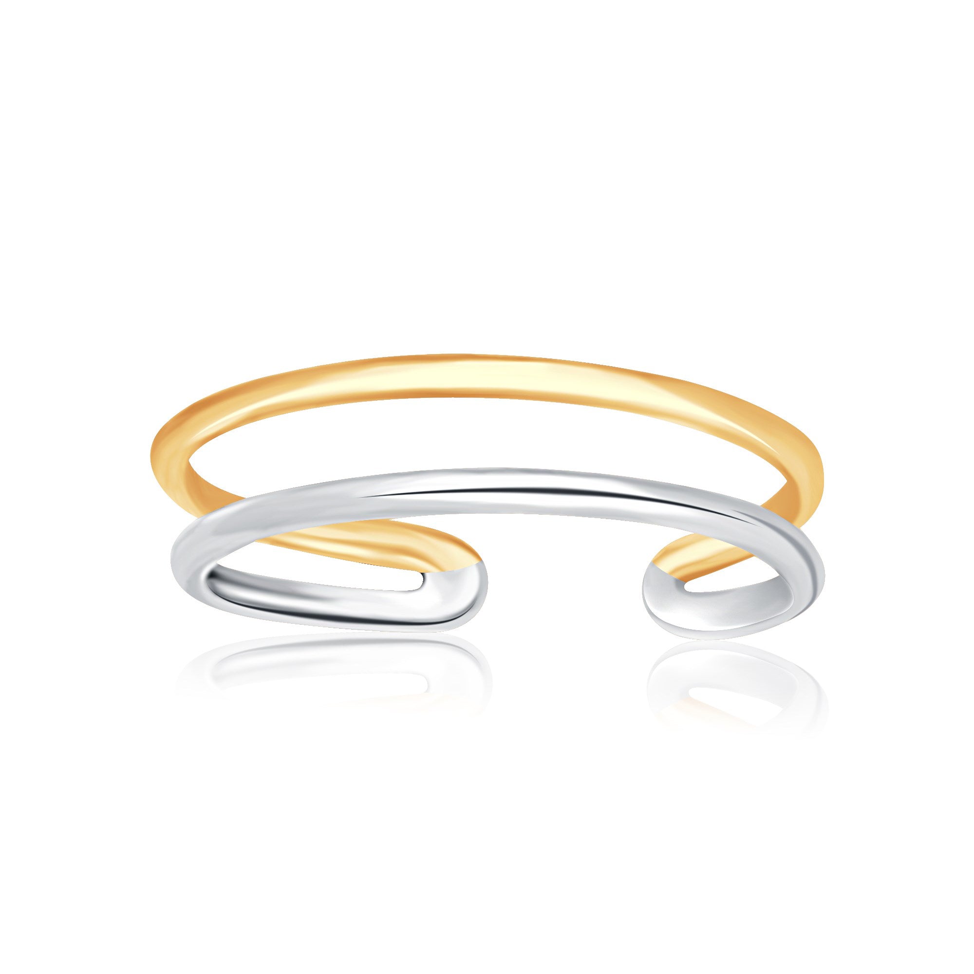 14k two-tone gold toe ring featuring a modern open wire design, perfect for elegant summer styling.