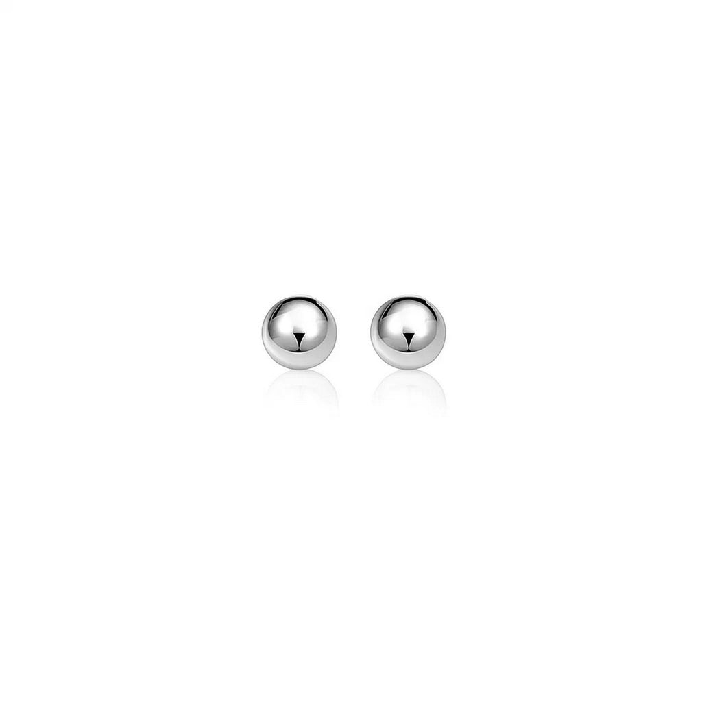 14k white gold classic round stud earrings featuring a sleek modern design, perfect for elegant everyday wear.