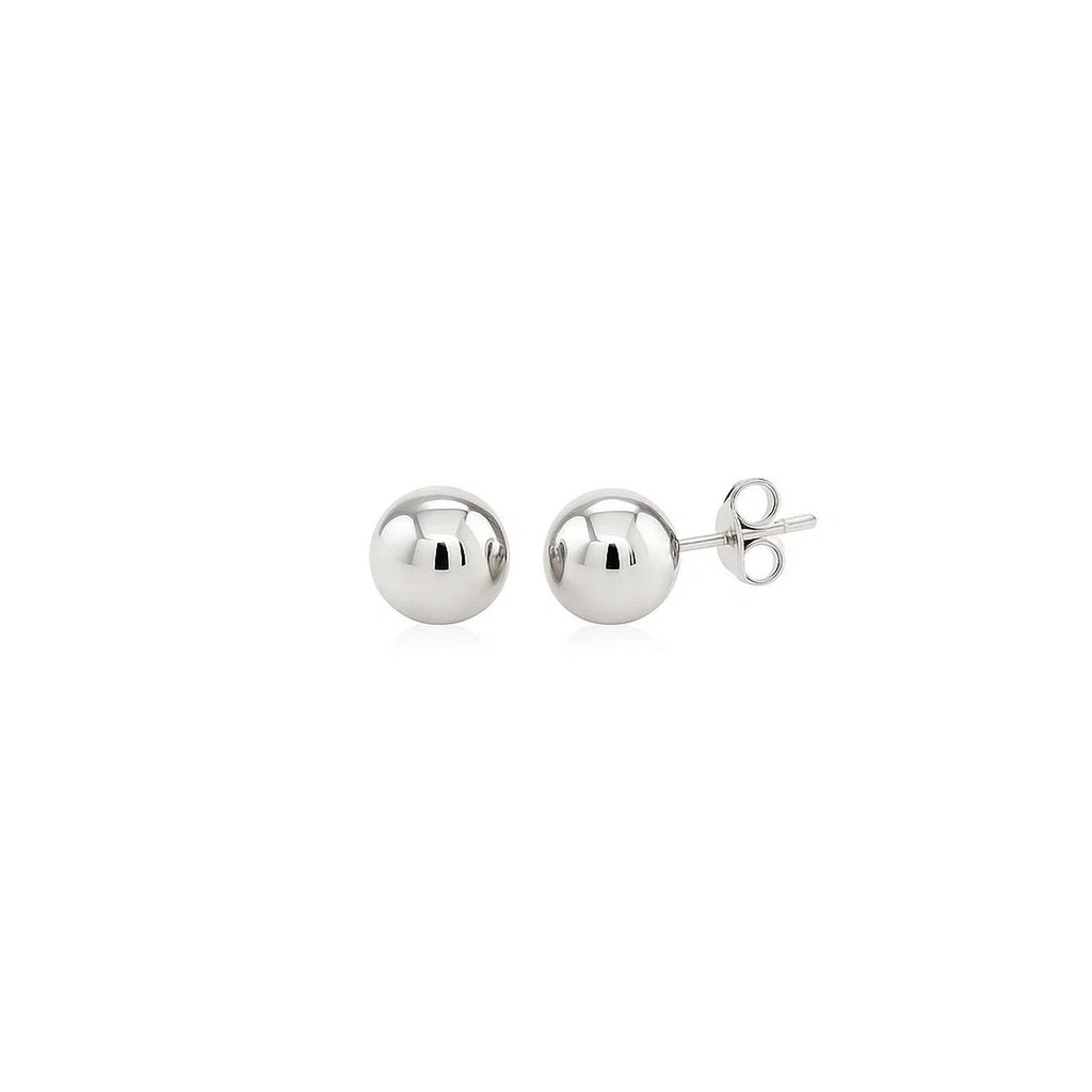 14k white gold classic round stud earrings featuring a sleek modern design, perfect for elegant everyday wear.