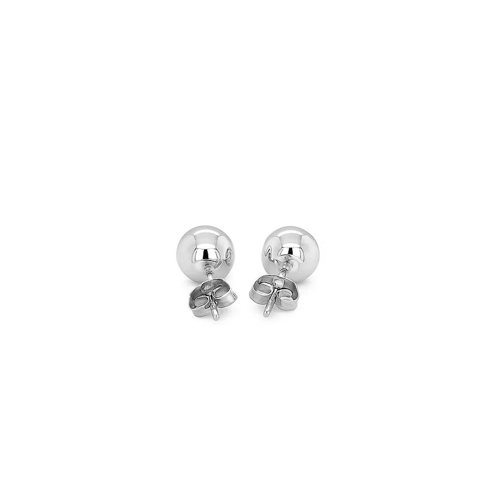 14k white gold classic round stud earrings, 6mm, featuring a sleek modern design for timeless elegance.