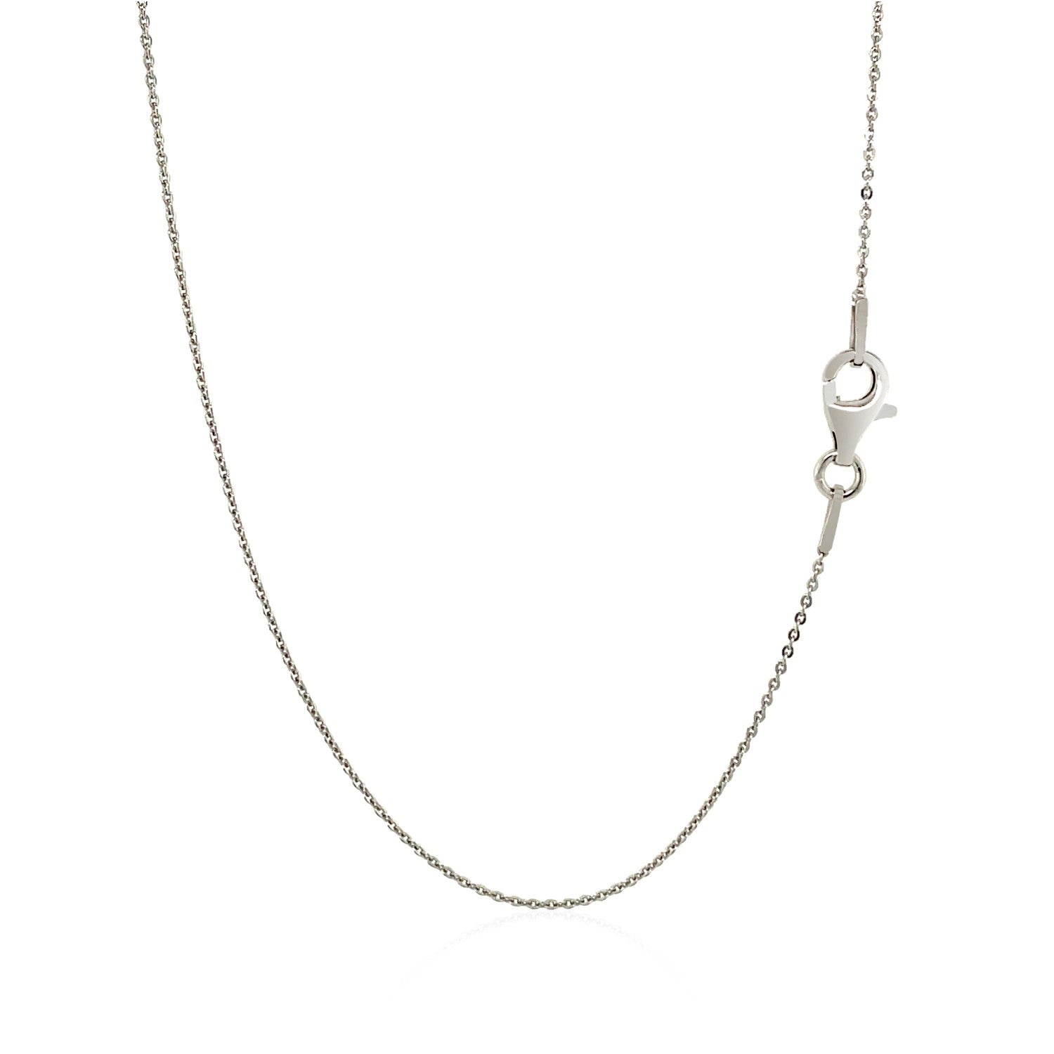 Sterling silver rhodium plated cable chain with a sleek modern design, perfect for layering or standalone elegance.