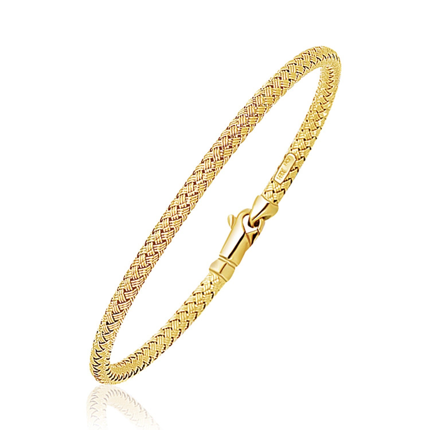 Fancy weave bangle in 14k yellow gold, minimalist design, perfect for elegant layering or standalone luxury.