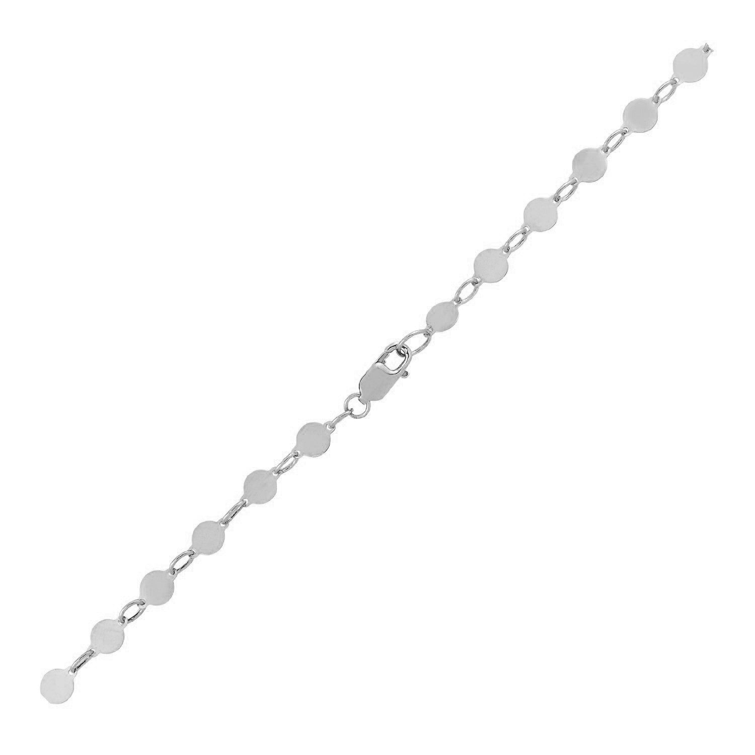 14k white gold bracelet featuring polished circles in a modern chain design, perfect for elegant layering.