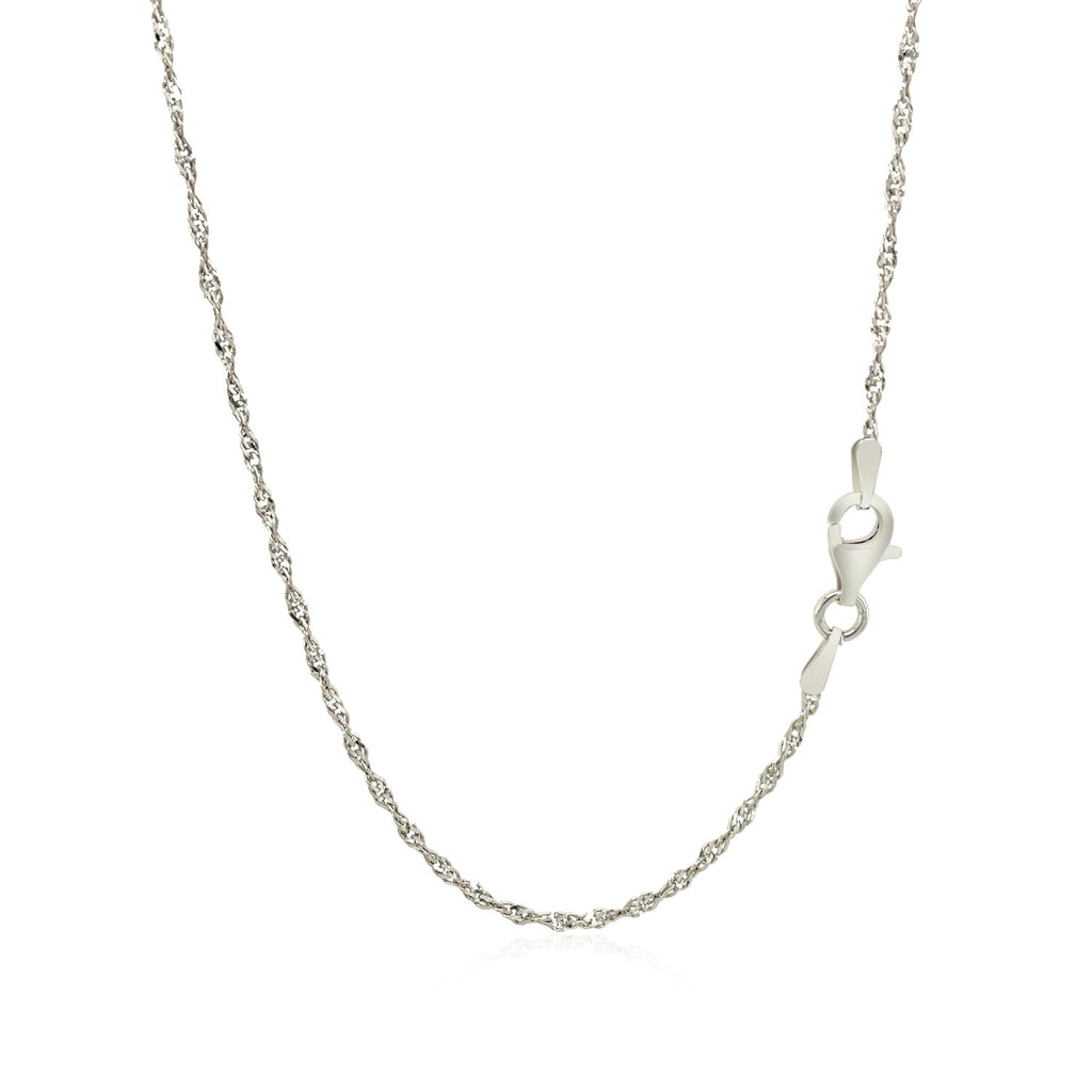 Sterling silver 1.6mm Singapore style chain with modern link design, perfect for layering or as a statement piece.