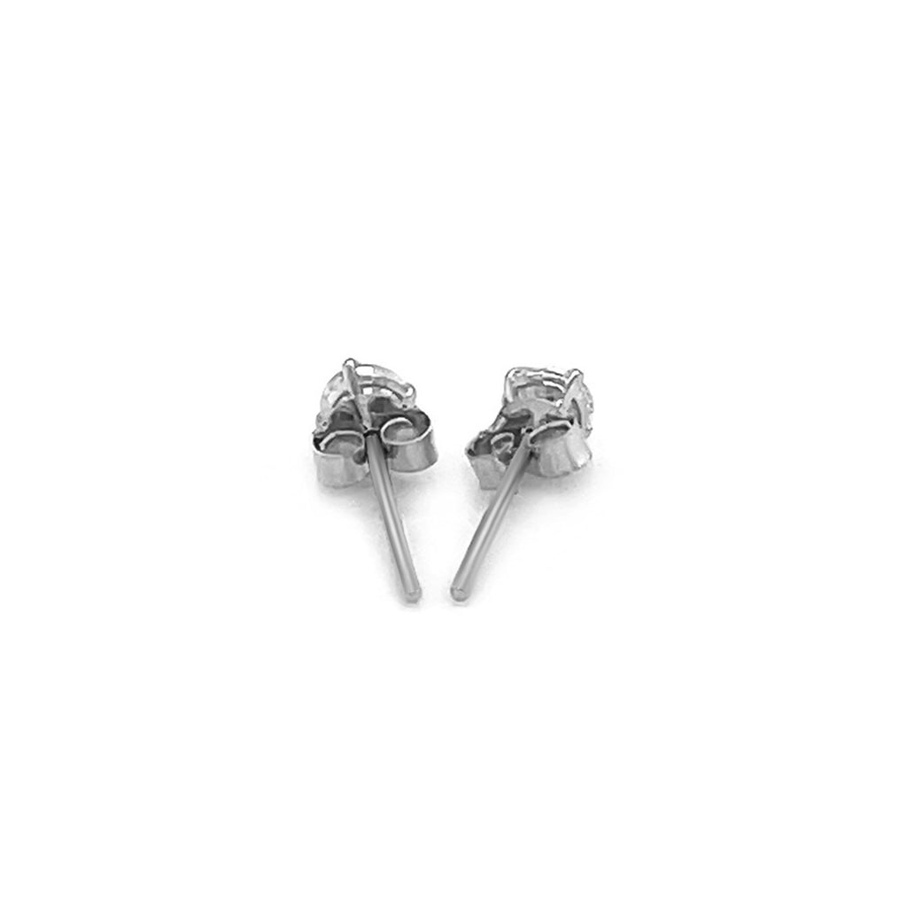 Sterling silver stud earrings featuring round faceted white cubic zirconia in elegant prong settings.