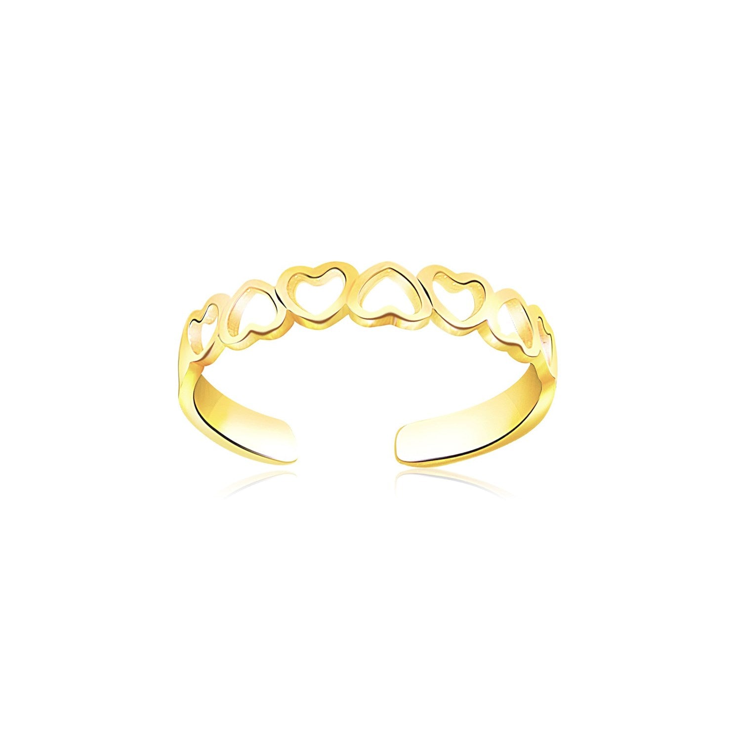 14k yellow gold heart toe ring with a modern design, perfect for adding a touch of luxury to any summer look.