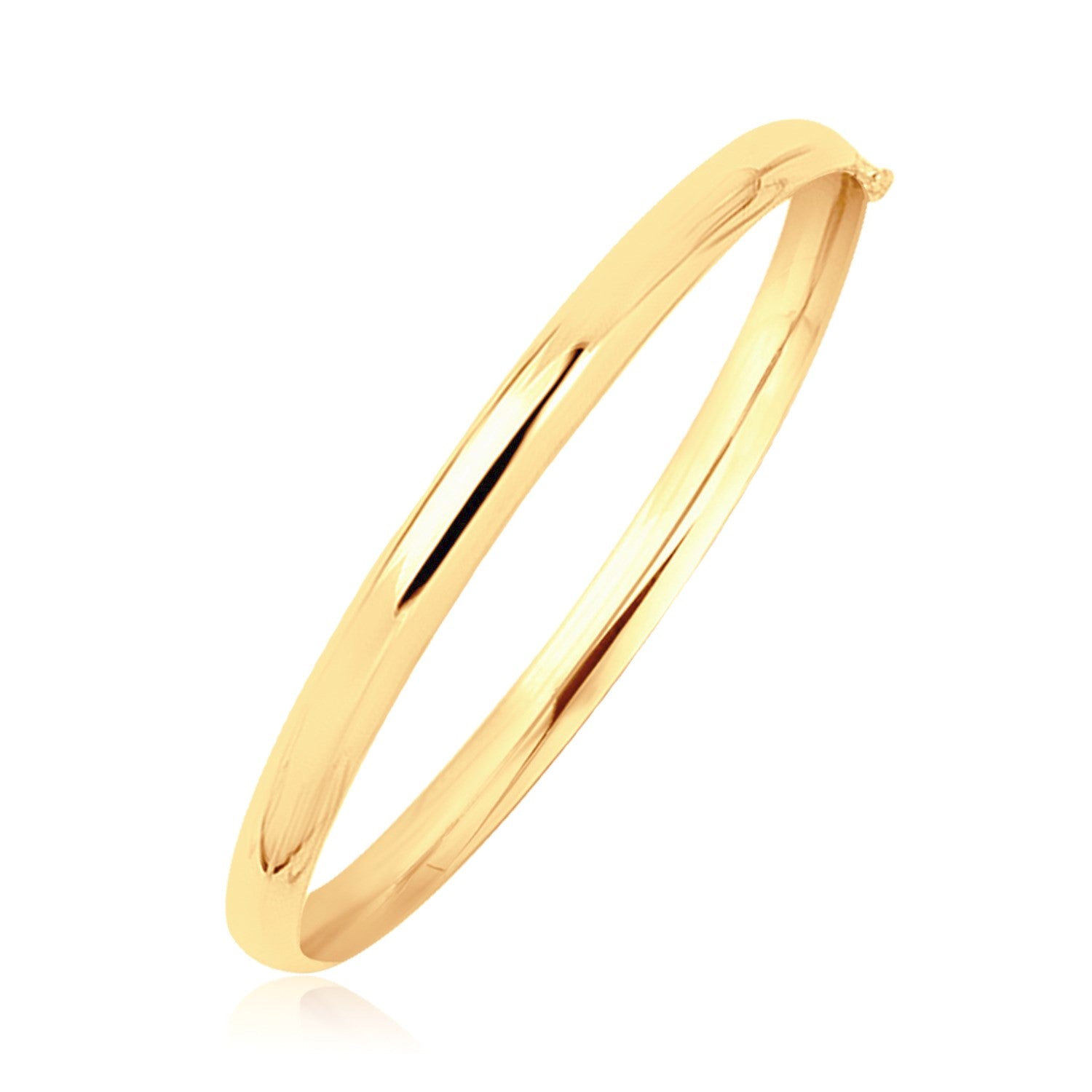 14k yellow gold polished children's bangle with elegant dome design, perfect for luxury gifting.