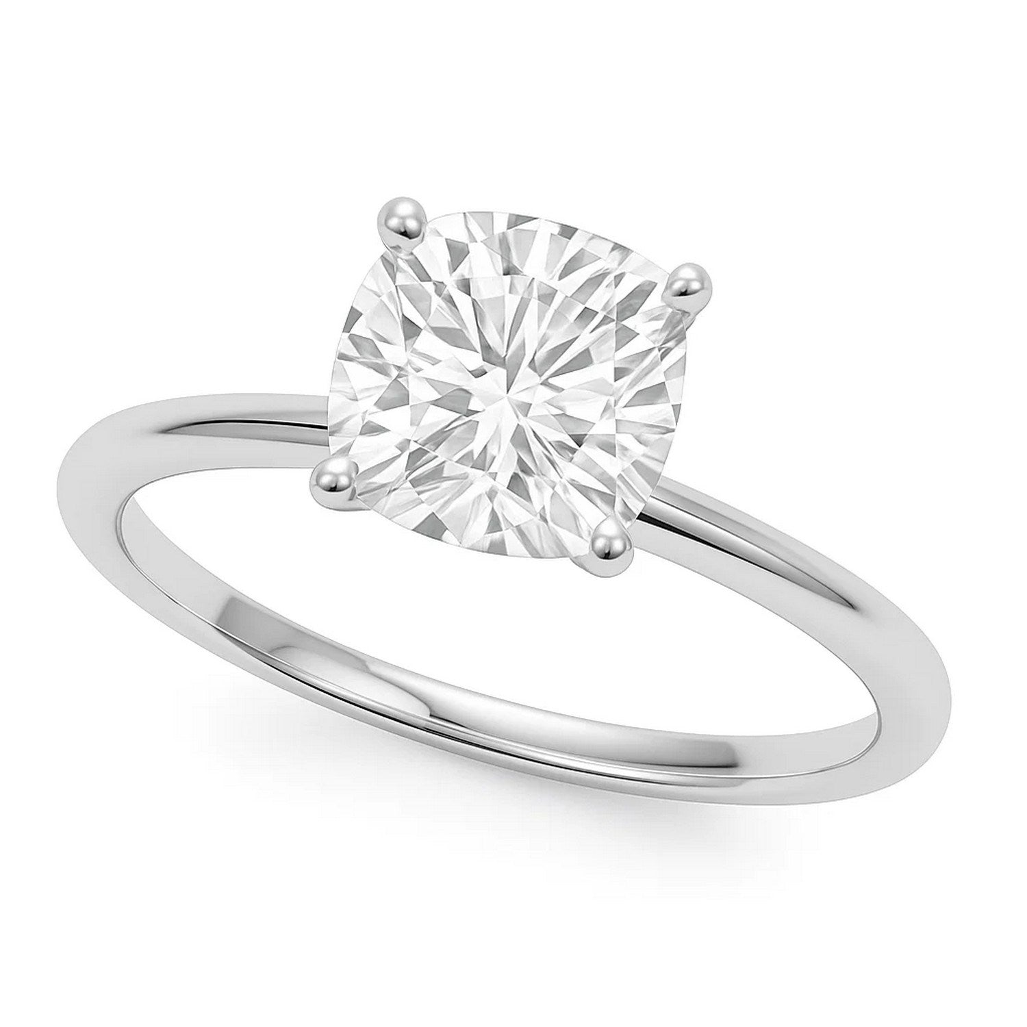 3 carat cushion lab-grown diamond solitaire ring in 10K white gold with elegant prong setting for modern sophistication