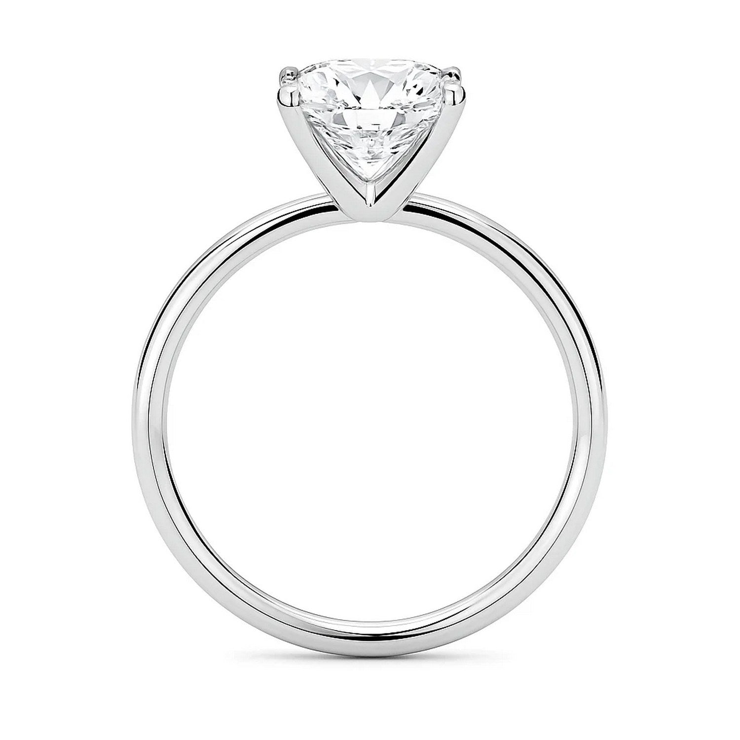 3 carat cushion lab-grown diamond solitaire ring in 10K white gold with elegant prong setting, modern design.