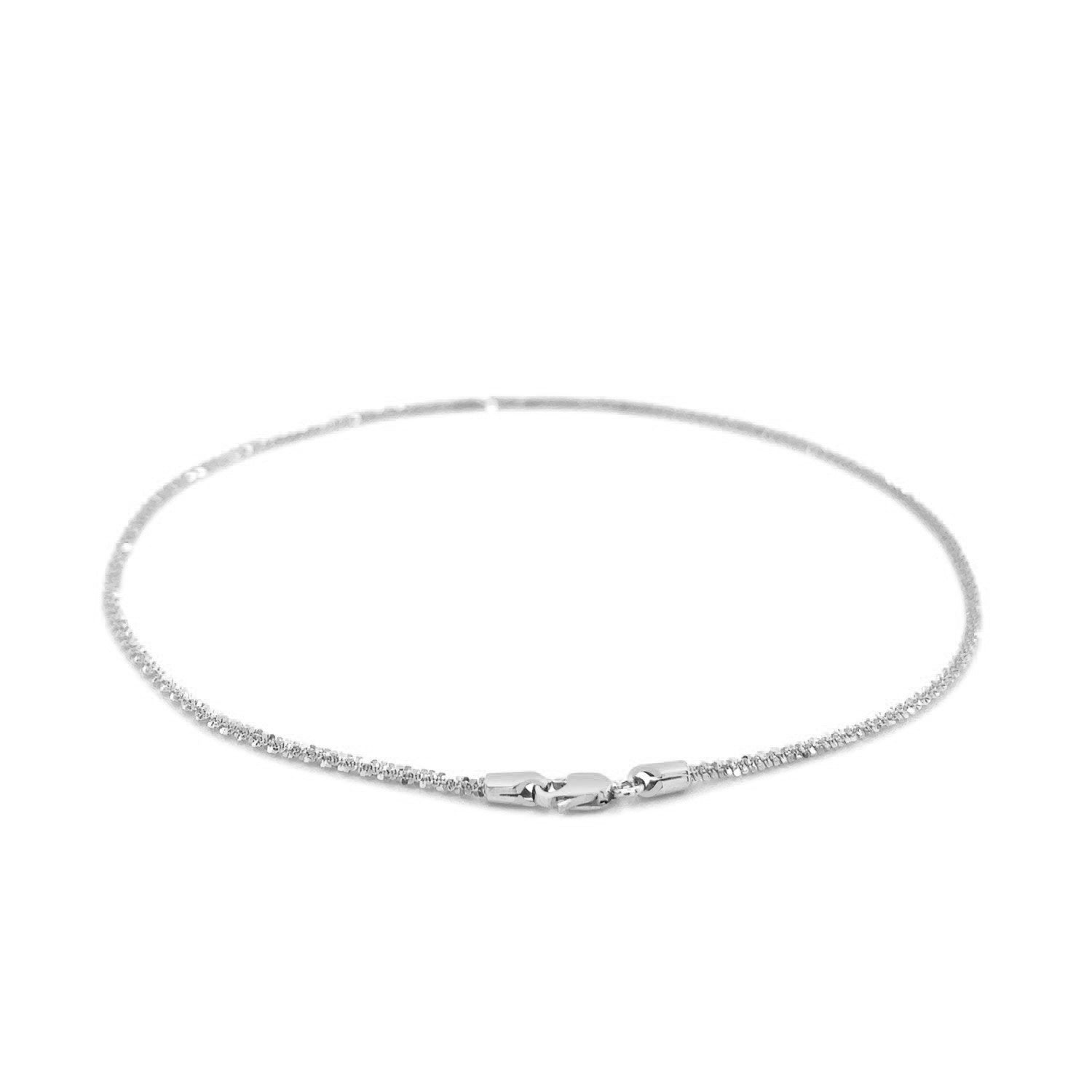 14k white gold sparkle anklet featuring a modern round chain design, perfect for elegant layering or solo wear.