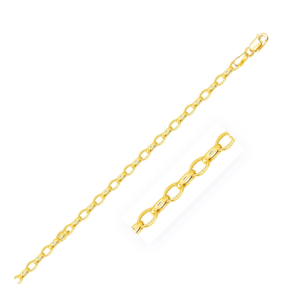 14k yellow gold oval rolo bracelet featuring a modern chain design, perfect for elegant layering or standalone wear.