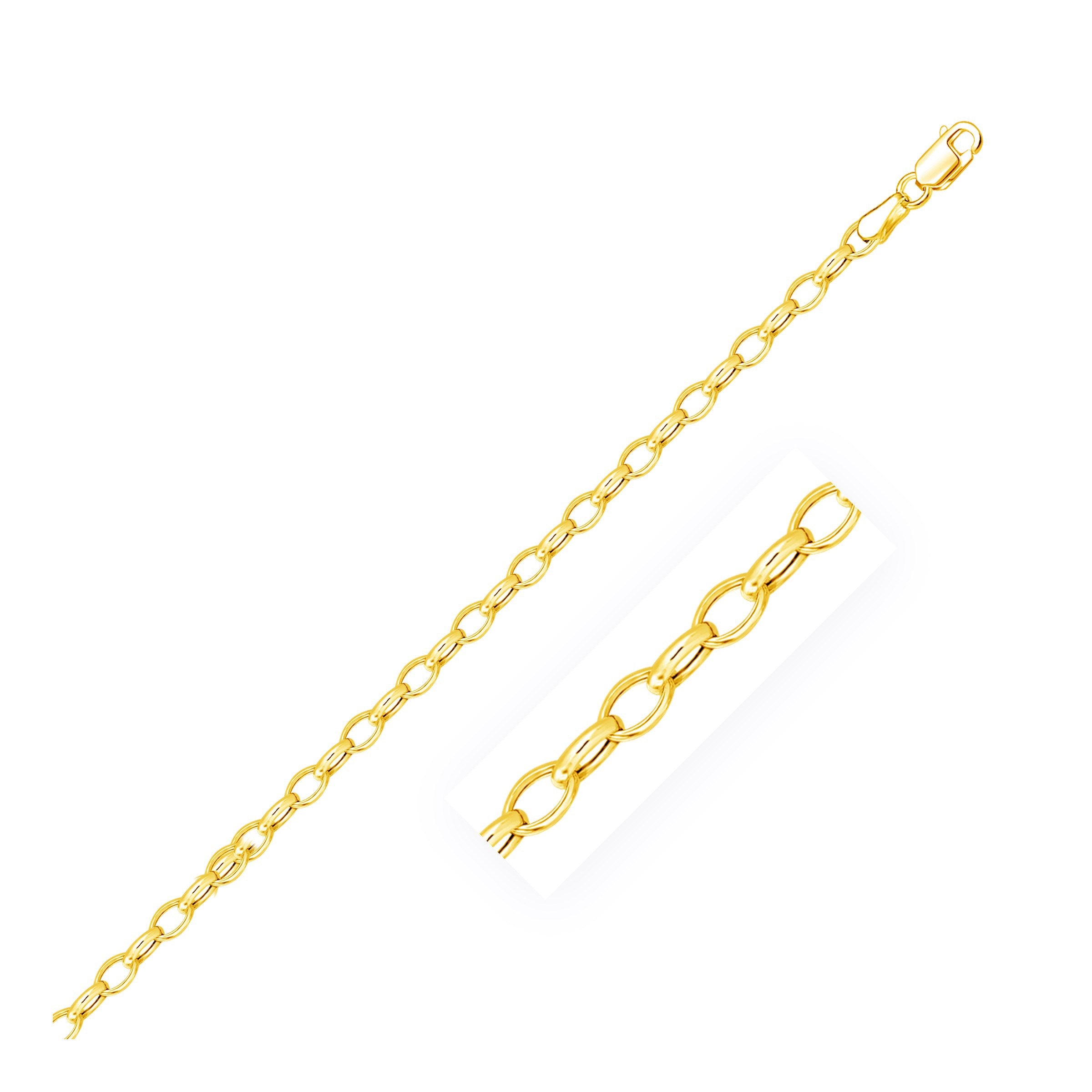 14k yellow gold oval rolo bracelet featuring a modern chain design, perfect for elegant layering or standalone wear.