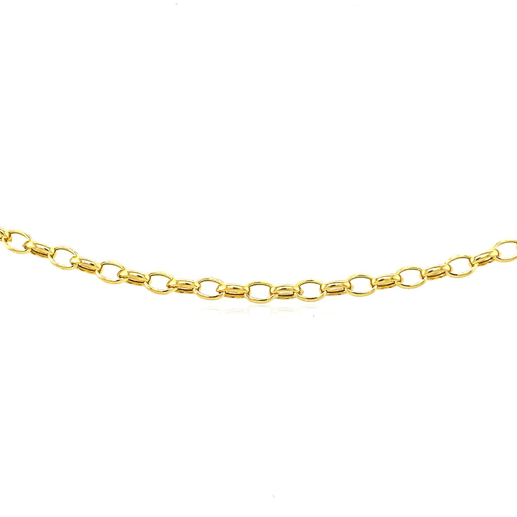 14k yellow gold oval rolo bracelet with a modern chain design, showcasing elegance and sophistication.
